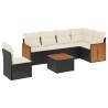 Salon de jardin 7 pcs avec coussins noir résine tressée 641770641770