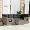 Salon de jardin avec coussins 7 pcs gris clair résine tressée 641771641771