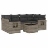 Salon de jardin avec coussins 7 pcs gris clair résine tressée 641771641771