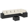 Salon de jardin 7 pcs avec coussins noir résine tressée 641772641772