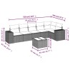 Salon de jardin 7 pcs avec coussins noir résine tressée 641772641772