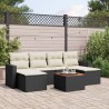 Salon de jardin 7 pcs avec coussins noir résine tressée 641773641773