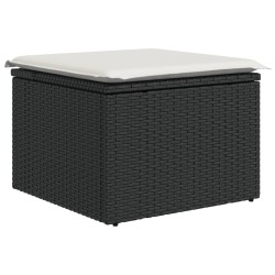 Salon de jardin 7 pcs avec coussins noir résine tressée 641773641773
