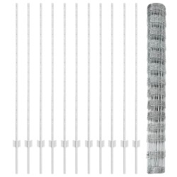 Clôture sauvage extérieure avec poteaux 25 x 1,4 m Argenté 641774641774