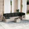 Salon de jardin 8 pcs avec coussins gris clair résine tressée 641775641775