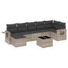 Salon de jardin 8 pcs avec coussins gris clair résine tressée 641775641775