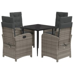 Ensemble à manger de jardin 5 pcs coussins gris résine tressée 641782641782
