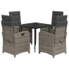 Ensemble à manger de jardin 5 pcs coussins gris résine tressée 641782641782