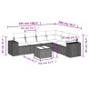 Salon de jardin 7 pcs avec coussins noir résine tressée 641783641783