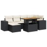 Salon de jardin 7 pcs avec coussins noir résine tressée 641790641790