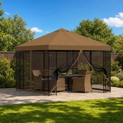 Abri de jardin avec parois 3 x 3 m Taupe Polyester et Acier 641796641796