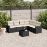 Salon de jardin 7 pcs avec coussins noir résine tressée 641800641800