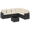 Salon de jardin 7 pcs avec coussins noir résine tressée 641800641800