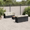 Salon de jardin 7 pcs avec coussins noir résine tressée 641803641803