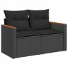 Salon de jardin 6 pcs avec coussins noir résine tressée acacia 641804641804