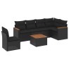 Salon de jardin 7 pcs avec coussins noir résine tressée 641805641805