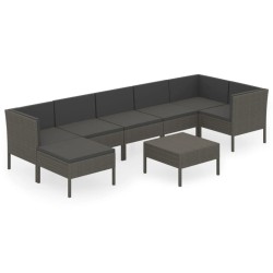 Salon de jardin 8 pcs avec coussins résine tressée gris 641807641807