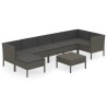 Salon de jardin 8 pcs avec coussins résine tressée gris 641807641807