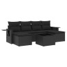 Salon de jardin 7 pcs avec coussins noir résine tressée 641811641811