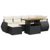 Salon de jardin 7 pcs avec coussins noir résine tressée 641813641813