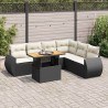 Salon de jardin 7 pcs avec coussins noir résine tressée 641814641814
