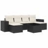 Salon de jardin 7 pcs avec coussins noir résine tressée 641817641817