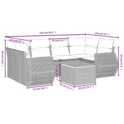 Salon de jardin 7 pcs avec coussins noir résine tressée 641819641819