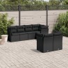Salon de jardin 7 pcs avec coussins noir résine tressée 641820641820