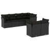 Salon de jardin 7 pcs avec coussins noir résine tressée 641820641820