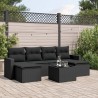 Salon de jardin 7 pcs avec coussins noir résine tressée 641821641821