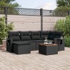 Salon de jardin 7 pcs avec coussins noir résine tressée 641825641825