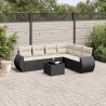 Salon de jardin 7 pcs avec coussins noir résine tressée 641826641826
