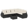 Salon de jardin 7 pcs avec coussins noir résine tressée 641826641826