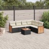Salon de jardin 7 pcs avec coussins noir résine tressée 641828641828