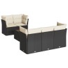Salon de jardin 7 pcs avec coussins noir résine tressée 641830641830
