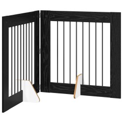 Porte de chien pliable avec supports 2 pcs Chêne noir 160,5 cm 641836641836