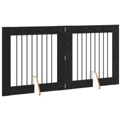 Porte de chien pliable avec supports 2 pcs Chêne noir 160,5 cm 641836641836