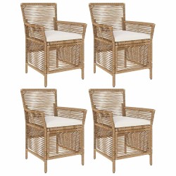 Chaise d'Extérieur avec coussin 4 pcs Beige et crème polyrotin 641838641838