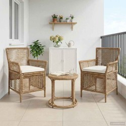 Chaise d'Extérieur avec coussin 2 pcs Beige et crème polyrotin 641839641839