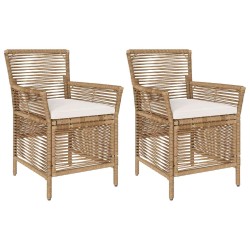 Chaise d'Extérieur avec coussin 2 pcs Beige et crème polyrotin 641839641839
