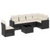 Salon de jardin 7 pcs avec coussins noir résine tressée 641848641848