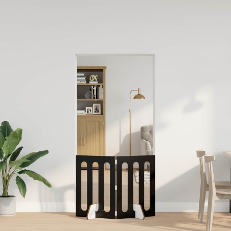 Clôture pliable pour animaux 2 pcs Chêne Noir Bois d’ingénierie 641849641849
