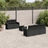 Salon de jardin 6 pcs avec coussins noir résine tressée 641858641858