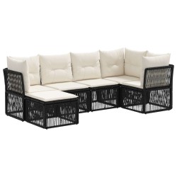 Ensemble de canapé de jardin 6 pcs Noir polyrotin 641861641861