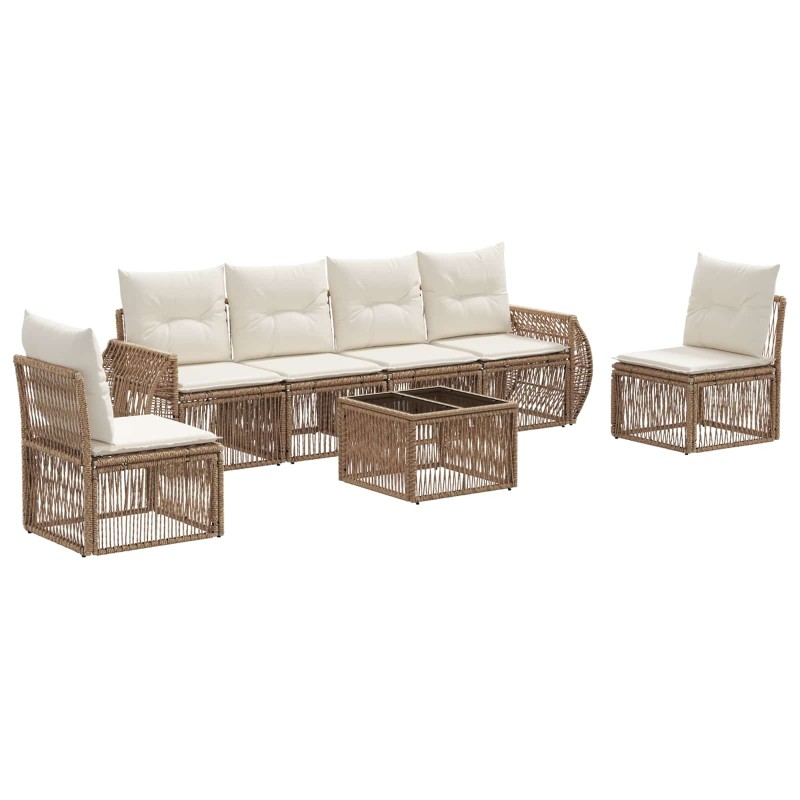 Ensemble de canapé de jardin 7 pcs Beige et blanc crème 641873641873