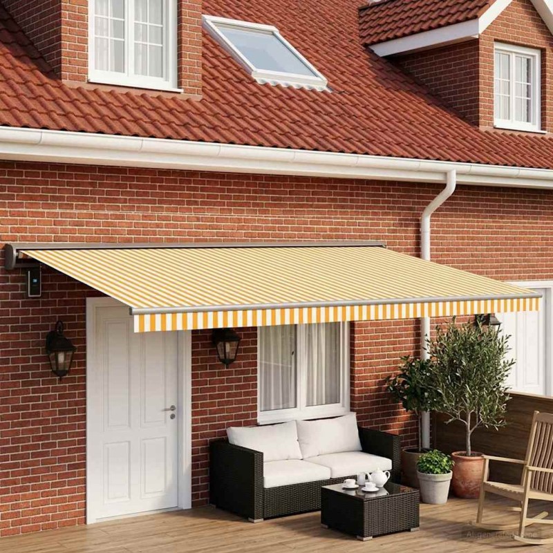 Toile de rechange pour auvent Jaune et blanc 500 × 300 cm 641878641878