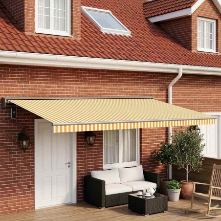 Toile de rechange pour auvent Jaune et blanc 500 × 300 cm 641878641878