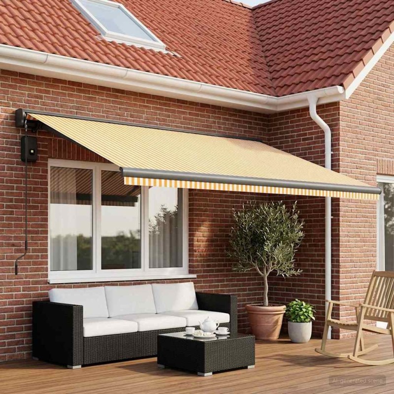 Toile de rechange pour auvent Jaune et blanc 450 × 300 cm 641880641880