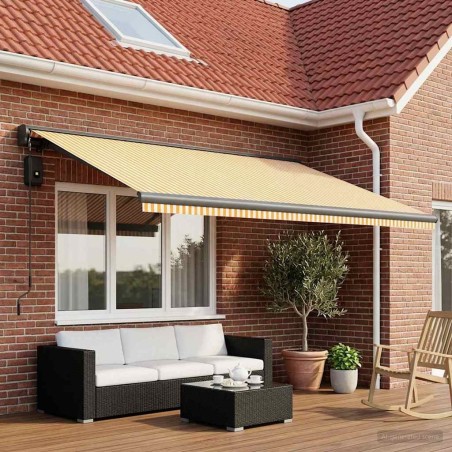 Toile de rechange pour auvent Jaune et blanc 450 × 300 cm 641880641880