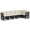 Ensemble de canapé de jardin 6 pcs Noir polyrotin 641884641884